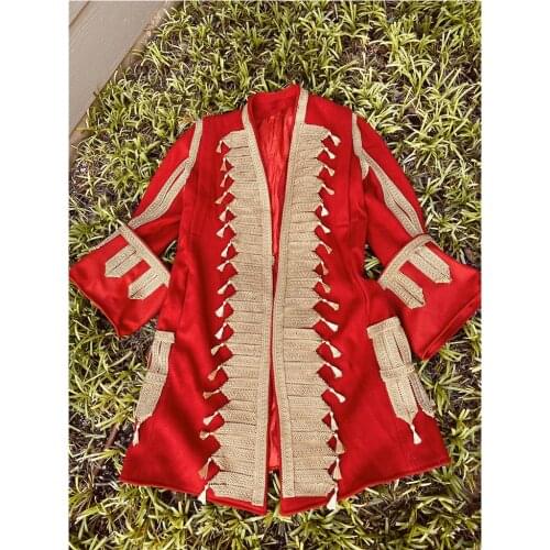 Captain Hook Cosplay Costume Coat Medieval Renaissance Pirate Red Coat Prince Jacket Top Custom Made L320