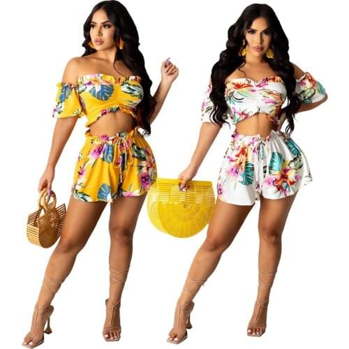 Sexy Tube Top And Short Pants Suit Female Fashion Sleeveless Boho Sets 2021 New Casual Print Outfits Summer 2 Piece Set