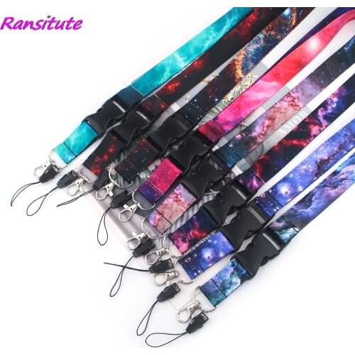 Ransitute R1584 Creative Universe Starry Sky Buckle Lanyard Badge ID Lanyards Phone Rope Key Lanyard Neck Straps Accessories