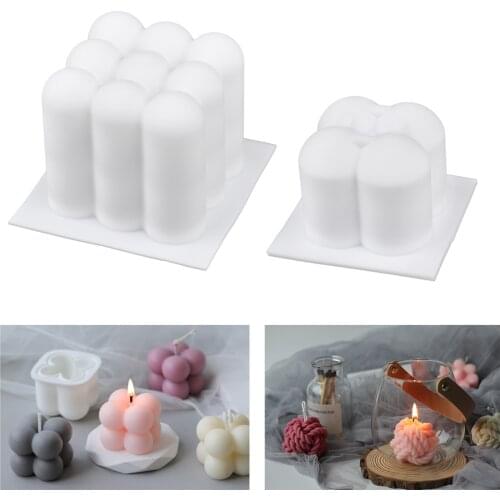3D Square Cube Candle Silicone Mold DIY Soy Wax Essential Oil Aromatherapy Candle Epoxy Resin Home Decoration Handmade Crafts