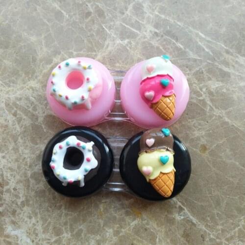 LIUSVENTINA 2018 New Portable DIY Dessert Dougnnut Ice Cream Contact Lens Case Box Container for Color Lenses Gift for Girls