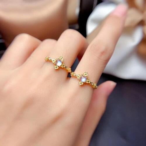 The Best Gift for Your loved Girl Free shipping Natural Moonstone ring 925 sterling silver Fine jewelry For men or women