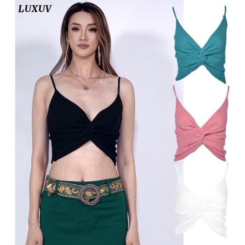 LUXUV Women't-shirt Corset Clothes Tank Crop Top Harajuku Vest Pulovers Sport Sleveless Knitted Summer Spandes Sexy Blouse