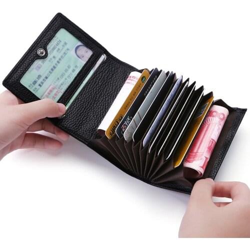 Women Small Rfid Wallet Ladies Mini Genuine Leather Purses Female Bank Card Holder Woman Coins Purse Womens Credit Card Bags