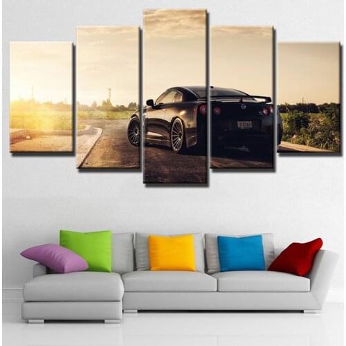 Wall Art Modular Poster Framework Canvas Living Room 5 Panel Black Cool Car Painting HD Printed Modern Pictures Home Decoration