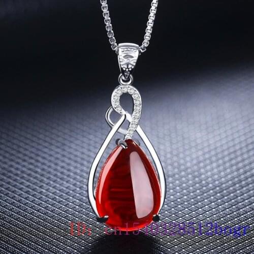 Jade Water droplet Pendant Women Fashion Necklace Hetian Gifts Natural Chinese Jewelry 925 Silver Amulet Chalcedony Charm