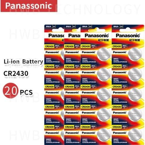 20pcs/lot New Genuine Panasonic CR2430 3V CR 2430 Button Battery Car Remote Control Key Camry Coin Cell Batteries