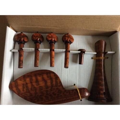 One set of Best snakewood 4/4 violin fittings perfect hand carved