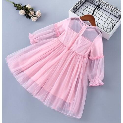Girls Dress Autumn Winter Flower Mesh Dresses For Kids Girl Clothes 2-7 years Children Birthday Princess Tutu Vestidos Clothing