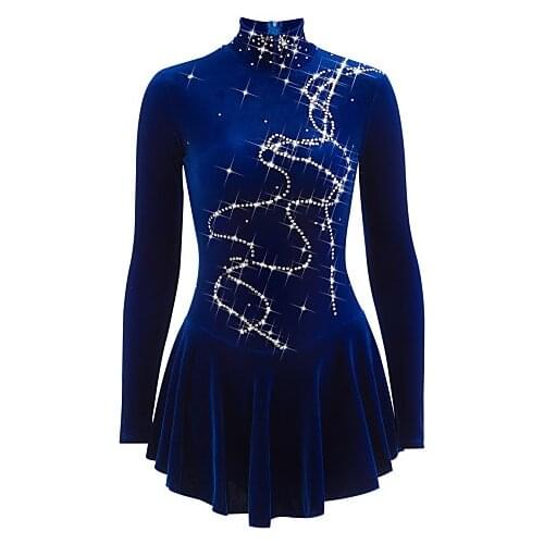 BlueFigure Skating Dress Long-Sleeved Ice Skating Skirt Spandex Womens girls