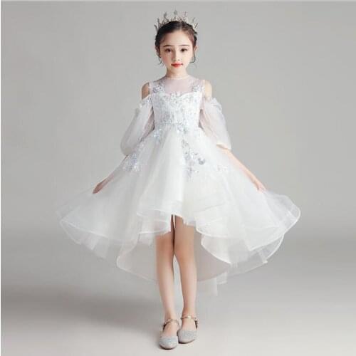 Princess Girls Dress For Wedding White Lace Kids Gown Birthday Outfits Baby Children Pageant Clothes First Communion Long Frocks