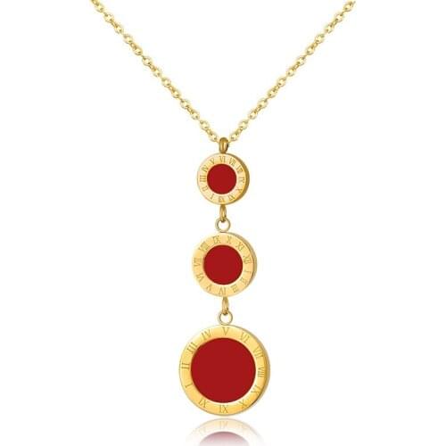 Popular 3PCS Round Roman Numerals Pendant Gold Necklace For Women Personality Wafer Pendant Choker Necklace Charm Jewelry