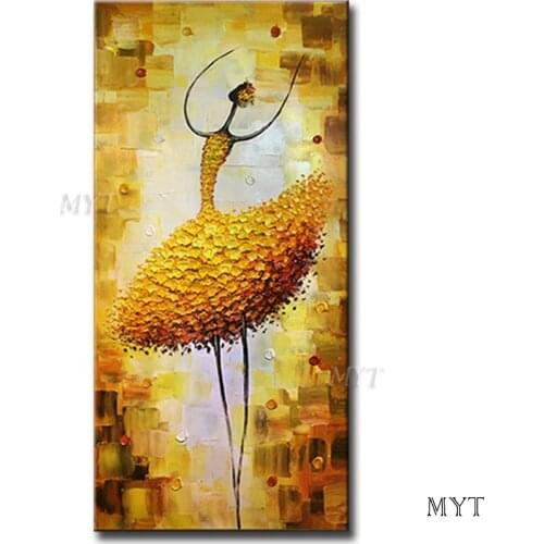 Hand Painted Abstract Oil Painting Girl Dance Ballet Wall Canvas Art Handmade Knife Paintings Art For Living Room Decoration