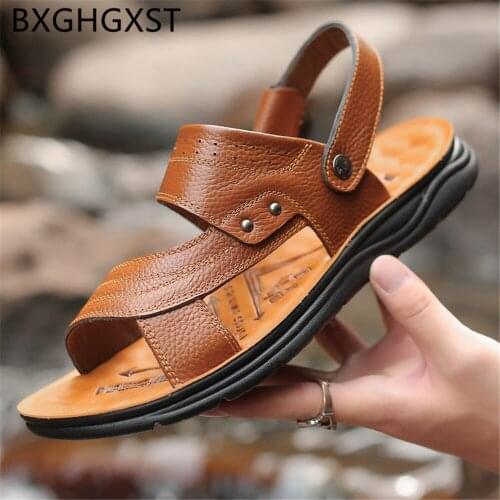 Beach Mens Sandals Genuine Leather Fashion Mens Sandals Summer 2020 Designer Shoes Luxury Sandals Men Casual Shoes Zapatos Hombr