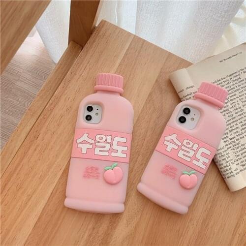 Cute Girly 3D Pink Peach Solid Bottle Phone Case For Huawei P30 P40 Mate 30 40 Pro Silicone Cover For Huawei Nova 5 7 8 pro Capa