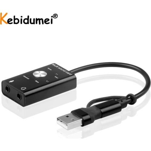 USB 2.0 Type C External Sound Card Stereo Microphone Adapter Professional Converter For MacBook Laptop Headset PC Speaker