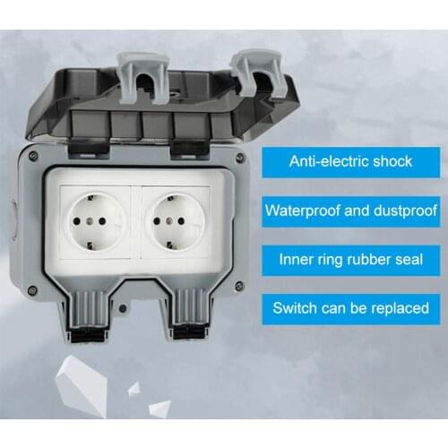 Waterproof Switch Socket Box Weatherproof Outdoor Wall Socket Outlet External Installation Safety Durable Electrical Supplies