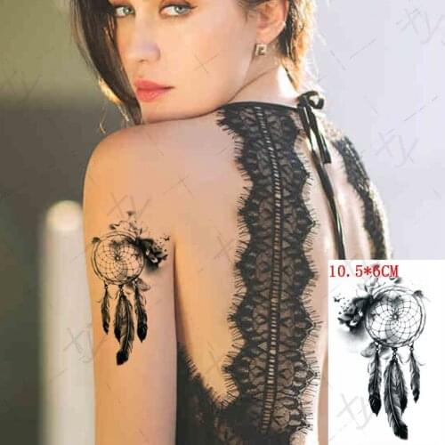 Temporary Tattoo Stickers Black Dreamcatcher Swallow Bird Fake Tattoos Waterproof Tatoos Arm Chest Small Size for Women Girl