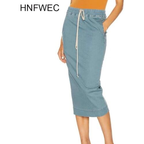 Lace Up Skirt For Women High Waist Patchwork Casual Denim Slim Korean Tunic Large Size Skirts Female 2020 Summer New Style K288