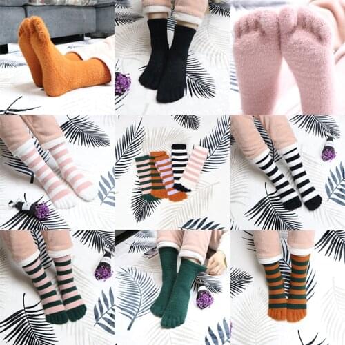 Women Lady Winter Furry Thick Socks Five Toe Sock Warm Woollen Soft Floor