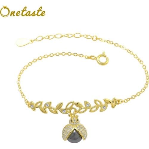 925 Sterling Silver Shell Pearl Zircon Bee Bracelet For Women Fashion DIY Accessories Jewelry Bracelets Setting 2021 New Gift