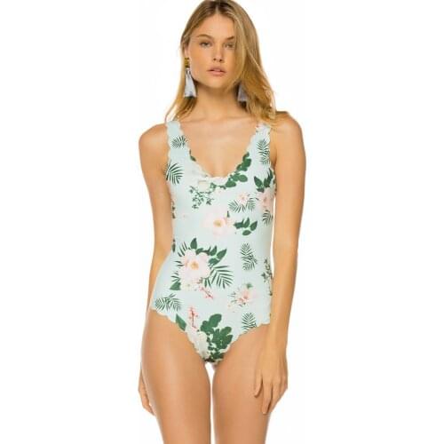 Sexy Printing Floral One Piece Swimsuit Women Monokini Backless V-neck Push Up Padded Bikini Swimsuit Swimwear Bathing Suit