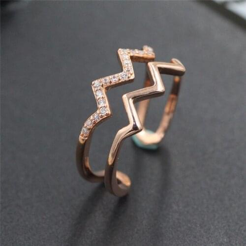 LOVE Rose Gold Color&Silver colorColor Unique Geometric Design CZ Ring Paved Austrian Zircon Fashion Jewelry C27