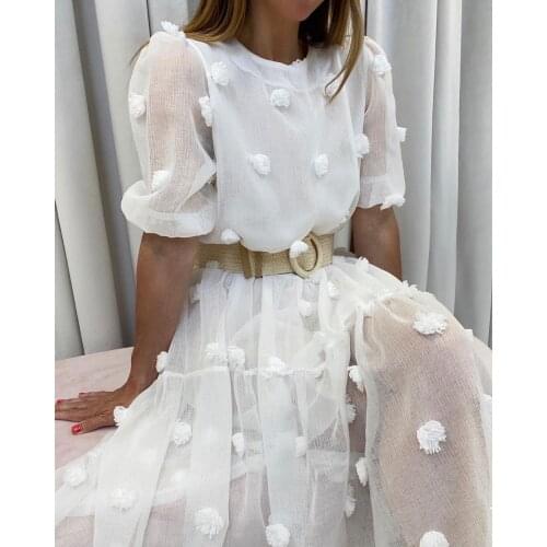 STYLISH LADY Cute Princess Dress 2021 Summer Women Half Sleeve O Neck Mesh Club Party Midi Vestidos De Festa