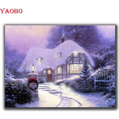 Winter snow landscape 3d Embroidery beadwork DIY Diamond Painting Cross Stitch full square/round Diamond Mosaic 5 d home decor