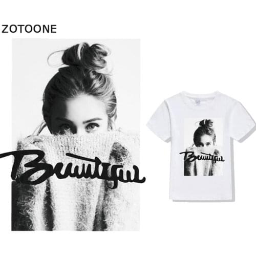 ZOTOONE Cartoon Girl Alphabet Offset Heat Transfer Patch DIY Fashion Female Accessories Heat Transfer Vinyl Patch Sticker D