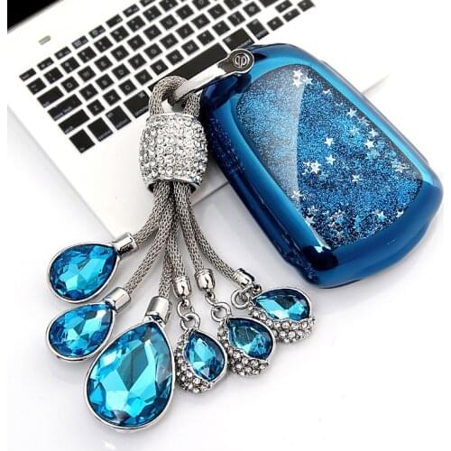 Quicksand TPU 4 5 Button Car Key Case Cover Holder For Cadillac ATS-L XTS XT5 CTS CT6 ATS SRX Escalade 2015 Car Styling Keychain