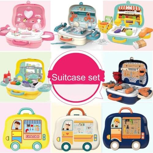 1 Set Children Sink Dishwashing Set Play House Toys Mini Children Gift Plastic Pretend Play House Suitcase Toy Montessori Toys