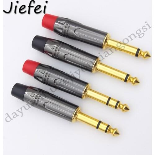 1Pcs 2 Pole Mono / 3 Pole Stereo Jack 6.35mm Connector Gold-Plated 6.3MM 1/4 Inch Plug Audio Microphone Cable Connector