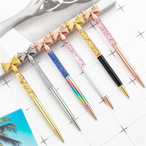 1pc Rose Gold Bow Metal Pen Baby Shower Bride To Be Wedding Decoration Bachelorette Party Decor Birthday Party Decorations Kids