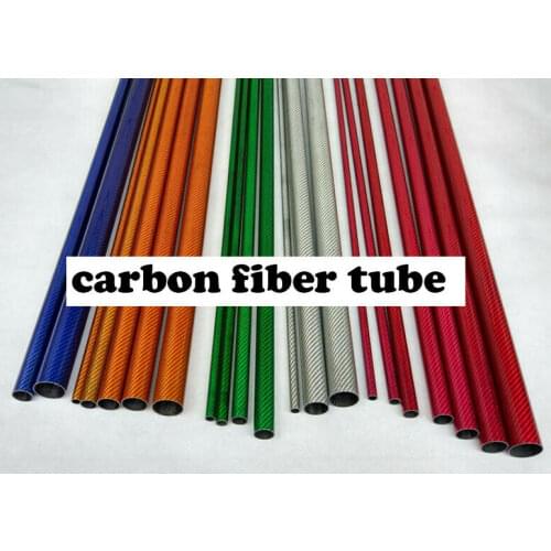 2pcs 50cm 3k full carbon fiber tube 10 12 16 20 22 25 30mm red blue green