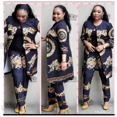 2018 New African Print Elastic Bazin Baggy Pants Rock Style Dashiki Sleeve Famous Suit For Lady (CPTZ01#)