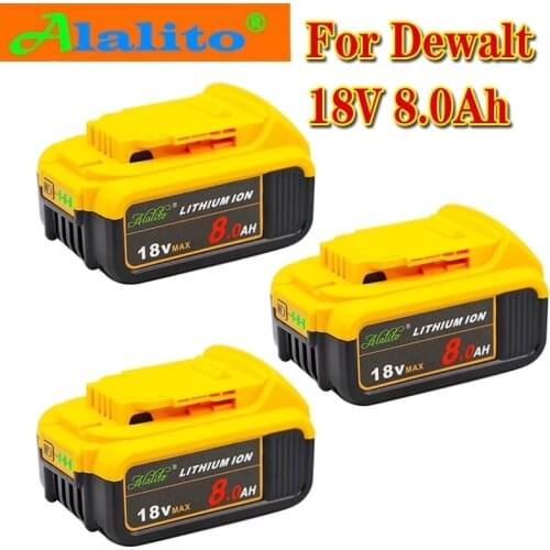 3PCS 18V 8.0Ah MAX XR Battery Power Tool Replacement for DeWalt DCB184 DCB181 DCB182 DCB200 20V 8A Battery