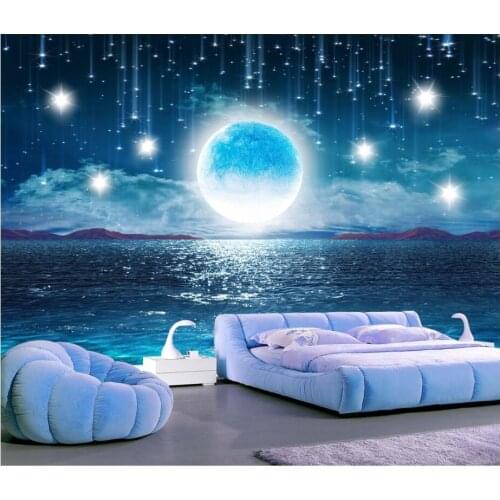 Custom photo 3d room wallpaper Water rose bright moon sky home improvement 3d wall murals wallpaper for walls 3 d print fabric