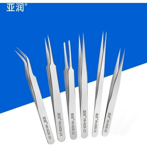 6pcs Eyebrow Tweezers Eyelashes Tools Repair Electronic Cigarette Soldering Stainless Elbow Pincette Depilatory Antistatic Phone