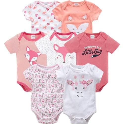 Honeyzone Bodysuit Baby Boy Clothes Cute Cartoon Short Sleeve Christmas Bodysuits Body Baby 7PCS/Set Infant Cotton Clothes bebe