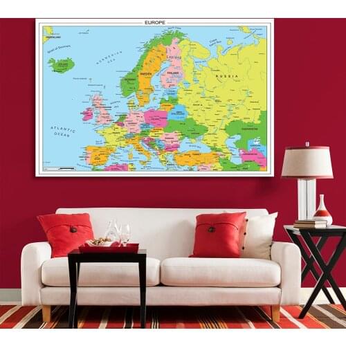 225*150cm The Europe Political Map Large Poster Non-woven Canvas Painting Wall Decor School Supplies Classroom Home Decoration
