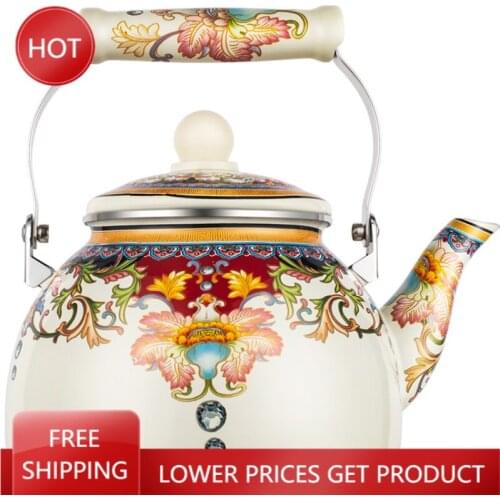 Big Vintage Enamel Creative Teapot Set Flower Retro Premium Teapot Sencha Tea Beauty Health Stove Kettle Gourde Kettle AA50CH