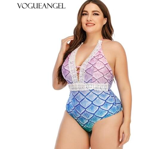 One-piece Swimwear for Women Mermaid Print Backless Swimsuit Monokini Sexy Bathing Suit Deep V Beach Swimming Suit New Arrival