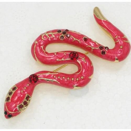 Animal Snake Brooch Red Rhinestone Enamel Pin brooches C978 C2