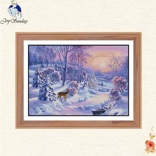 Joy Sunday Beautiful romantic snow scene Chinese Cross Stitch 14CT 11CT DMC DIY Embroidery Needlework Sets Home Decor gift