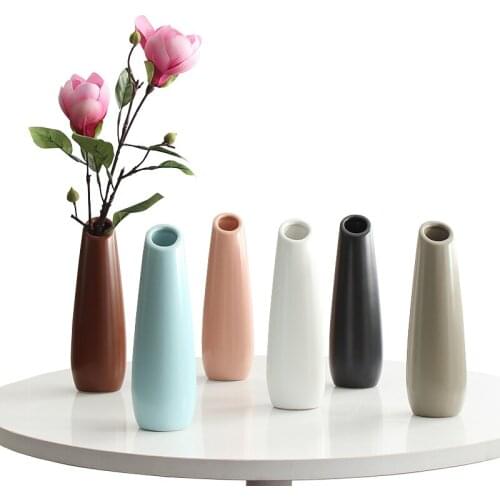Classic white blue pink brown Khaki black gray Ceramic Vase Desktop Table Creative Gift Household Decoration Vases