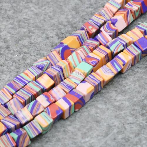 6mm 8mm Accessory Blue/Gray/Pink Stripe Turkey Stone Square DIY Beads Howlite Loose Beads 15inch Accessory Parts Jewelry Making