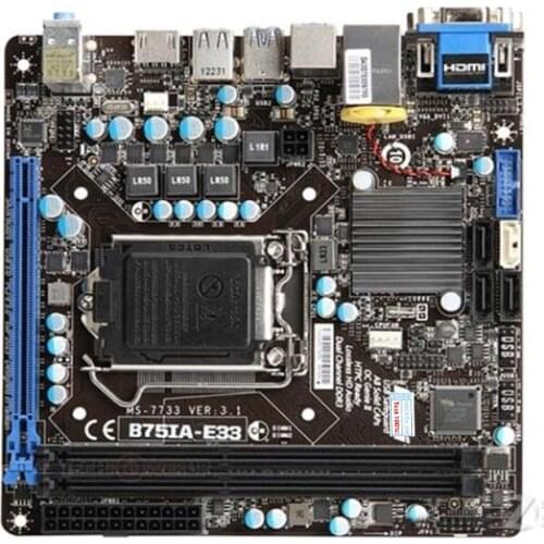 MINI-ITX ITX MINI For MSI B75IA-E33 Computer Motherboard LGA 1155 For Intel B75 B75M Desktop Mainboard USB3.0 SATA II Used