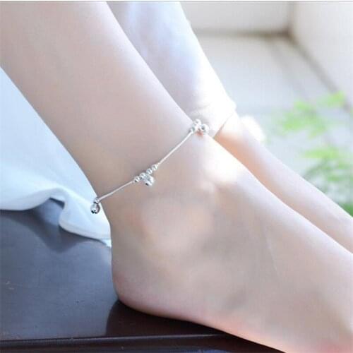 Fashion 925 Sterling Silver Bracelets For Women Party Accessories Trendy Bell Anklet Girls Jewelry Hot Lady Silver Bracelet Gift