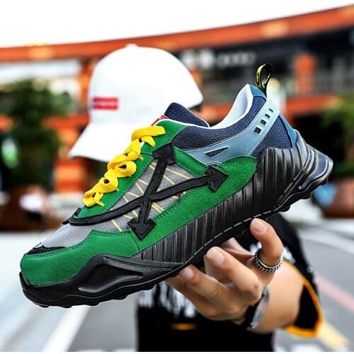 2021 Running Shoes for Men Breathable Mesh Leixiang Man Sports Sneaker Lace-Up Sneaker for Outdoor Walking Trekking Shoes Green